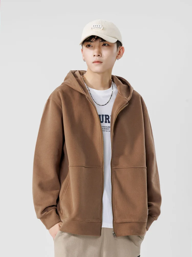

GIOIOMen's Sports Jacket，Spring and Autumn Solid Color Hooded Zipper Cardigan Casual Sweatshirt，Jacket