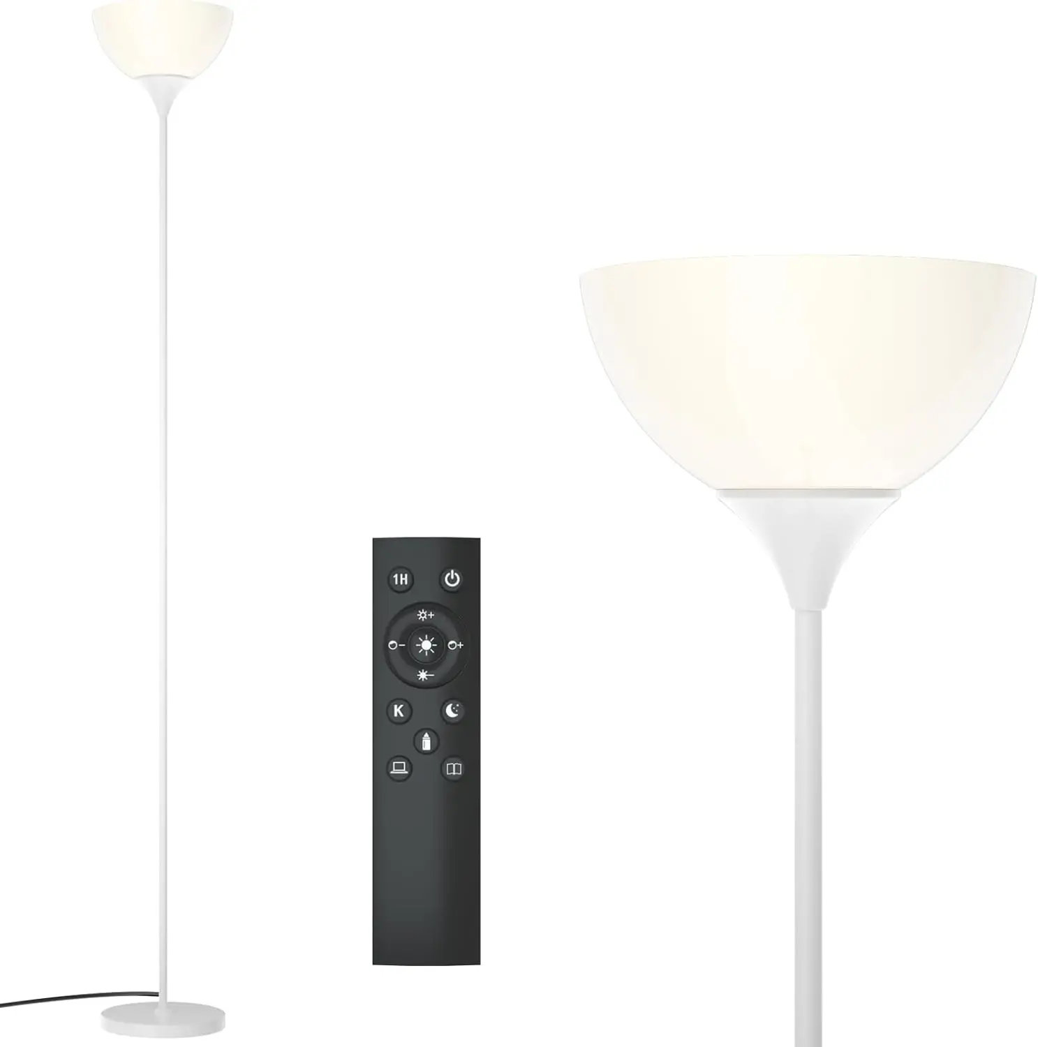 

Remote Control Floor Lamp with Adjustable Brightness & Color Temperature, Torchiere for Bedroom Living Room