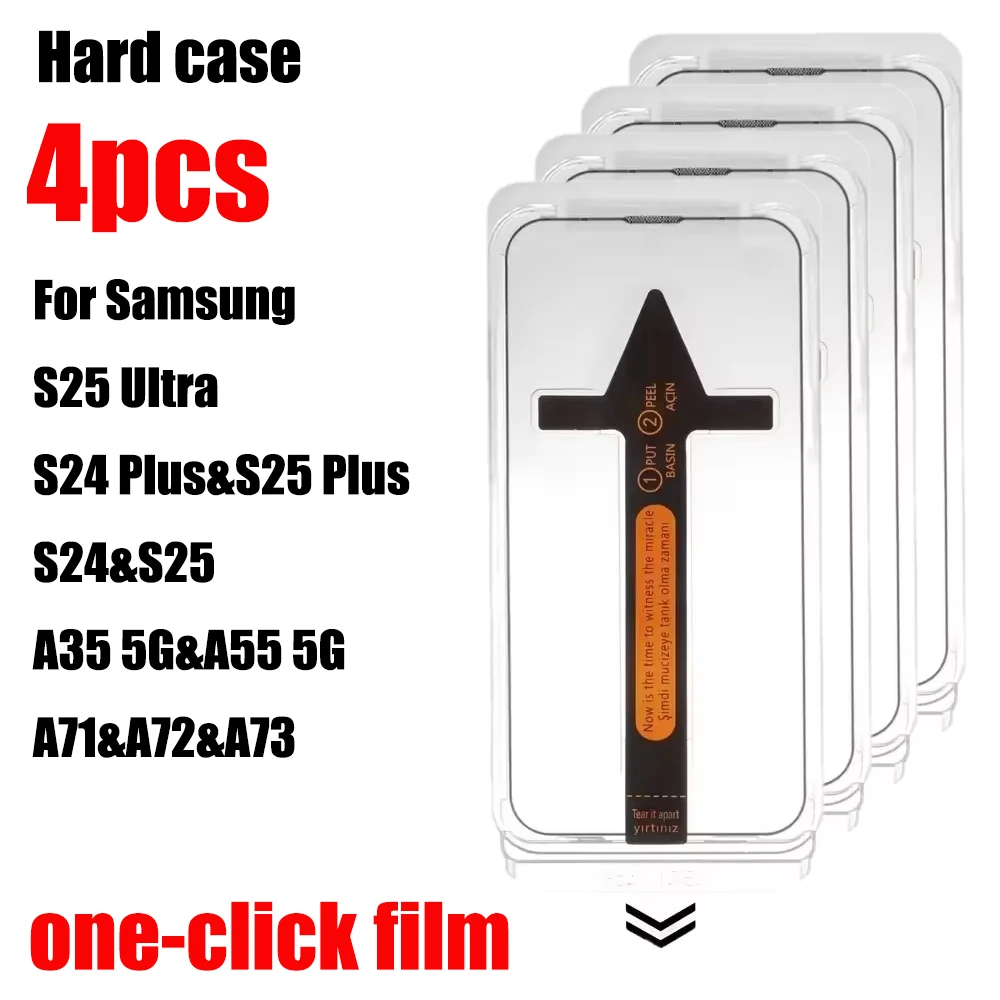 

4Pcs Tempered Glass Screen Protector Hard Case For Samsung S25 Ultra S24 Plus S25 Plus S22 S23 A34 A54 A51 A53 Protective Film