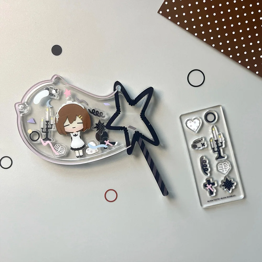 Creative Bubble Blowing Badge Photo Frame, Acrylic Shaker Charm Badge Display Case, Anime Merch Badge Storage Frame