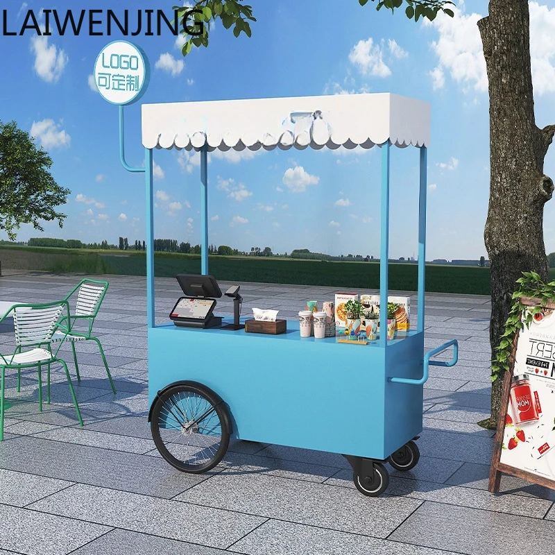 

HLZ Snack Cart Handcart Stall Frying Stand Cart for Selling Milk Tea Coffee Fried Skewers Oden