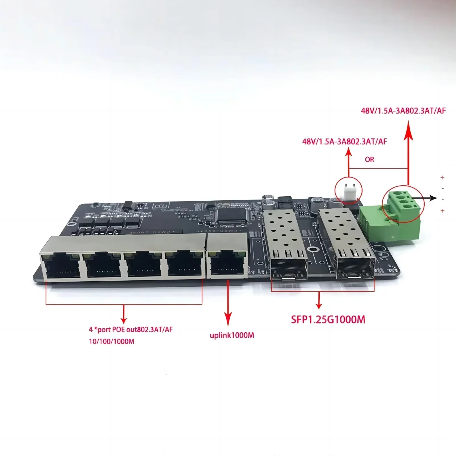 10/5 10/100/1000M 48V  ethernet switch 8/4 port poe switch 802.3AT/AF.with 2/1port  1000M UPLINK/NVR