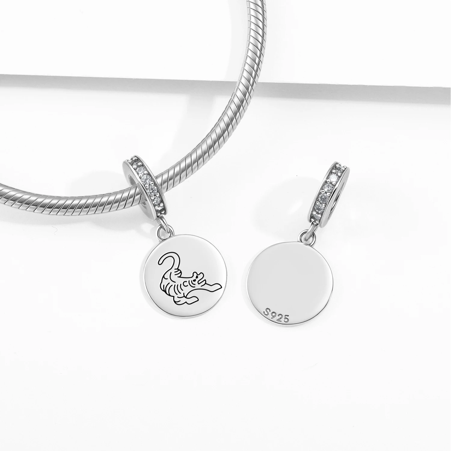 

Feng shui The Tiger Pendant 925 Sterling Silver Symbol Charm Bead for Women Bracelet Necklace Jewelry Fashion