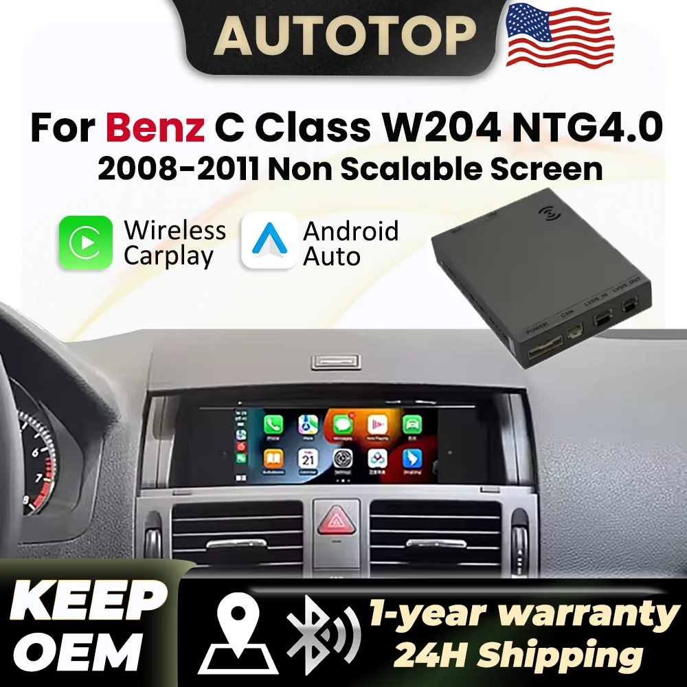 Wireless Apple CarPlay Android Auto Module For Mercedes Benz C Class W204 2008 2009 2010 2011 NTG4.0 NTG 4.0 Mirror Link Bluetooth AUX Car Decoder
