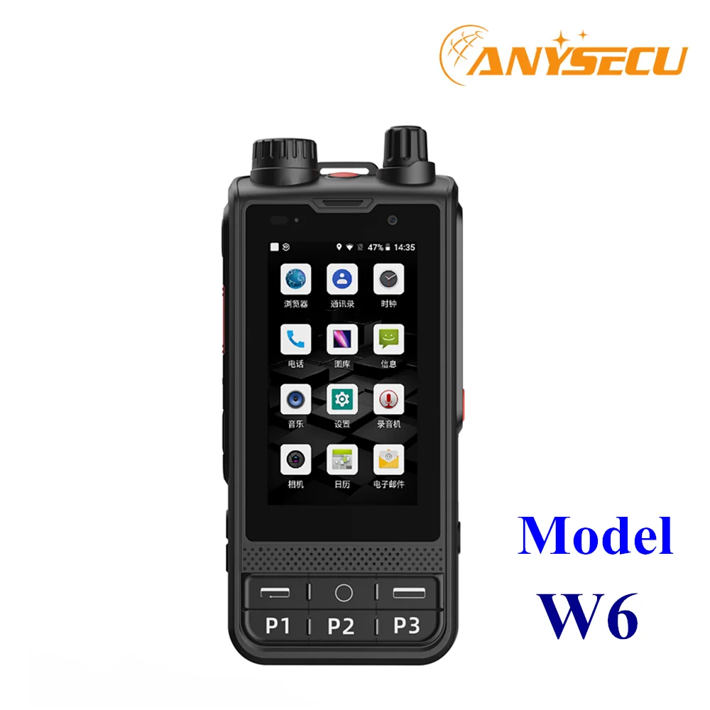 ANYSECU W6 4G Radio sieciowe Android 8.1 Odblokuj LTE/WCDMA/GSM POC Radio 4200mAh Walkie Talkie Współpracuje z Prawdziwym PTT Zello z WIFI