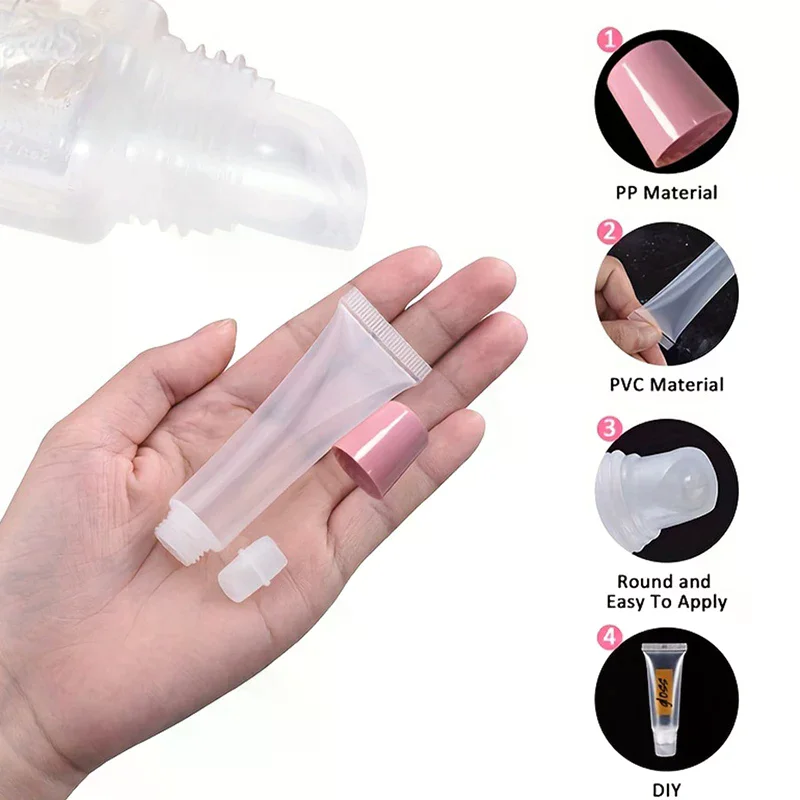 10 pz 8 ml/10 cm/15 ml Tubo di Rossetto Vuoto Balsamo per le labbra Tubo Morbido Trucco Spremere Trasparente Lip Gloss Contenitore Vuoto Lip Gloss Tubi