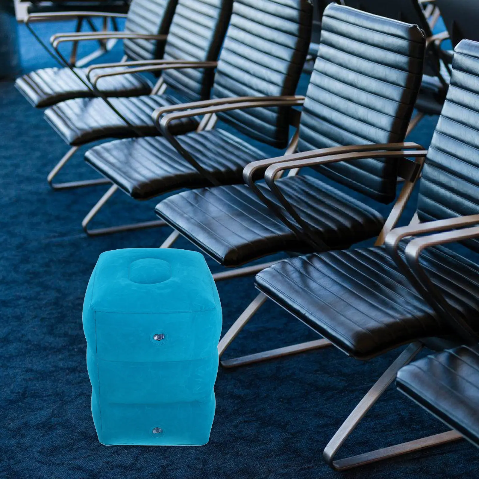 

Inflatable Footrest Cushion Portable Travel Footrest Pillow for Airplane Car Office Under Desk Use Washable PVC Leg Rest Support