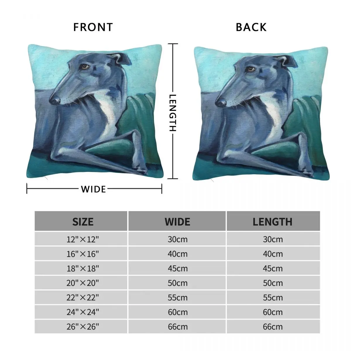 Blue Boy Greyhound Square Pillowcase Polyester Linen Velvet Pattern Zip Decor Pillow Case Home Cushion Cover