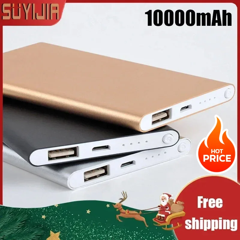 10000mAh Polymer Power Bank for iPhone Xiaomi Huawei, Portable Mobile Phone Charger with Two-way Quick Charge and Micro USB