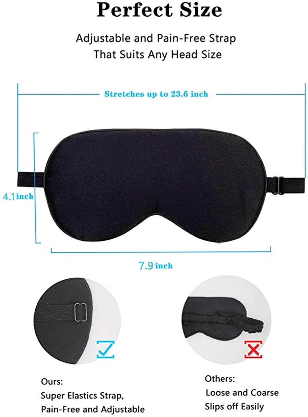 Sleep Eye Mask 100% Natural 19 Mulberry Silk Sleeping Smooth Soft Eye Sleep Shade Cover with Elastic Adjustable Strap Blindfold