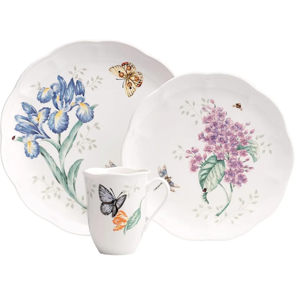 Plate Sets, Butterfly Meadow 18-Piece Dinnerware Set WhitePlate Sets.