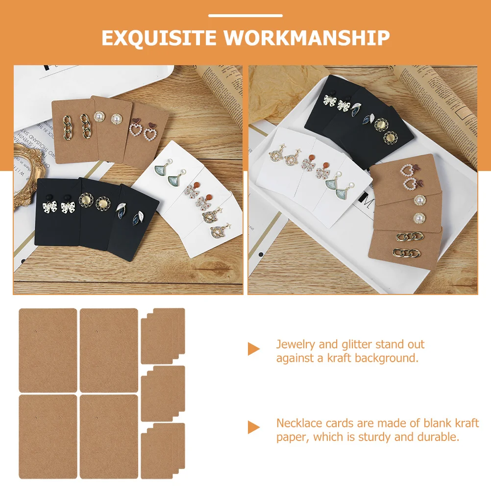 

100Pcs Necklace Cards Vintage Kraft Paper Earring Display Cards for Jewelry Packaging Small Items Organization and Sale