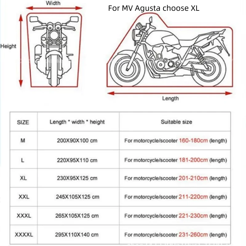 For MV Agusta 675 800 Brutale 800 1000 Turismo Veloce RC Motorcycle Cover Outdoor Waterproof Uv Protector Dustproof Rain Covers