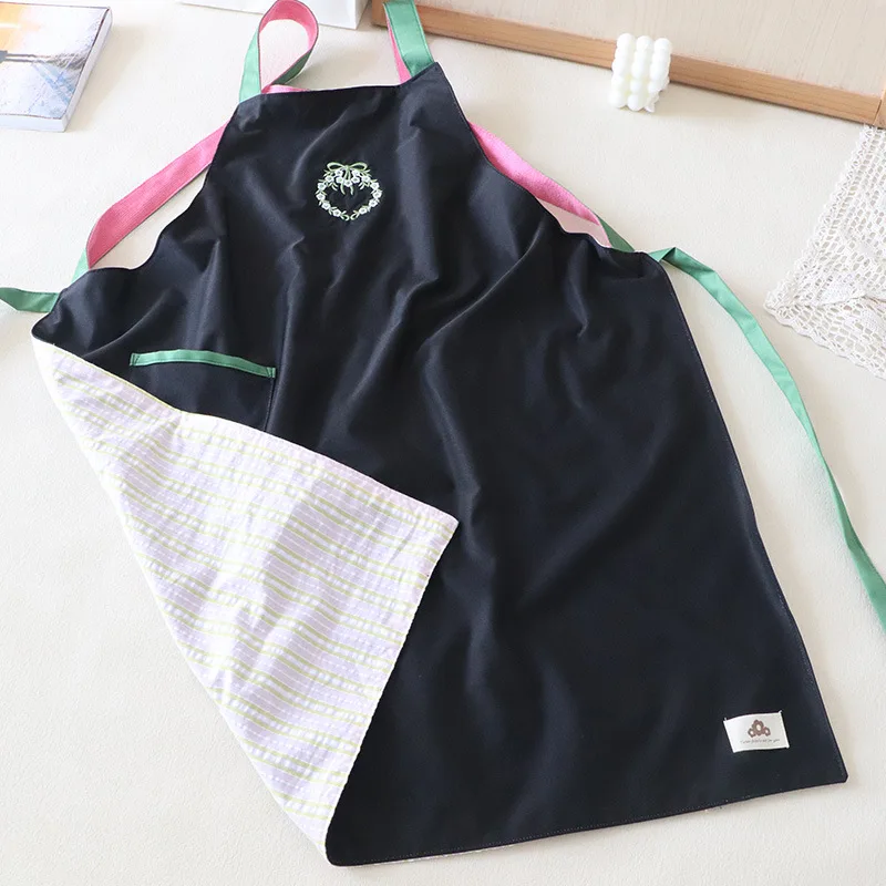 

Waterproof Double-Sided Apron Embroidery Kitchen Flower Shop Studio Cotton Work Clothes