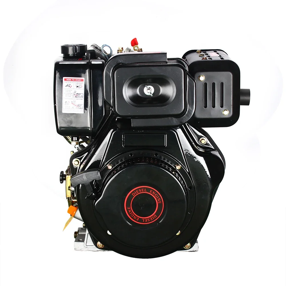 Diesel Engine 406cc 10hp Black Heavy Duty Single Cylinder Air-Cooled Recoil 3600 RPM Engine