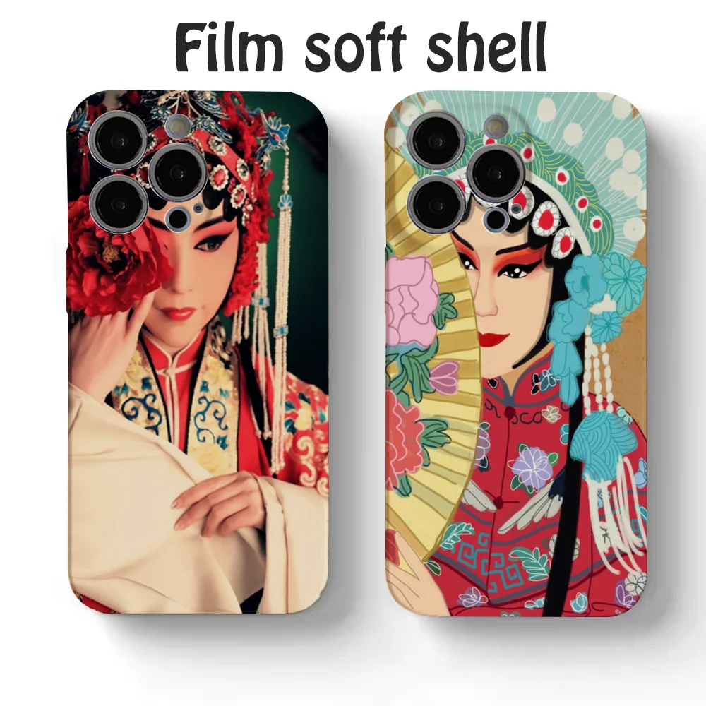 

Chinese Peking Opera facial makeup Phone Case Feilin INS for iPhone 16 15 14 13 12 11 Pro Max Plus Liquid silicone soft shell