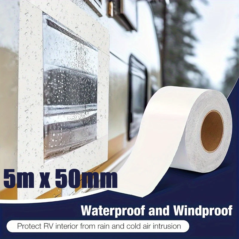 

50mm Wide RV Roof Leak Repair Tape Waterproof Aging Resistant 5m RV Butyl Tape For RV Repair Boat Sealing Truck Trailer Sealant