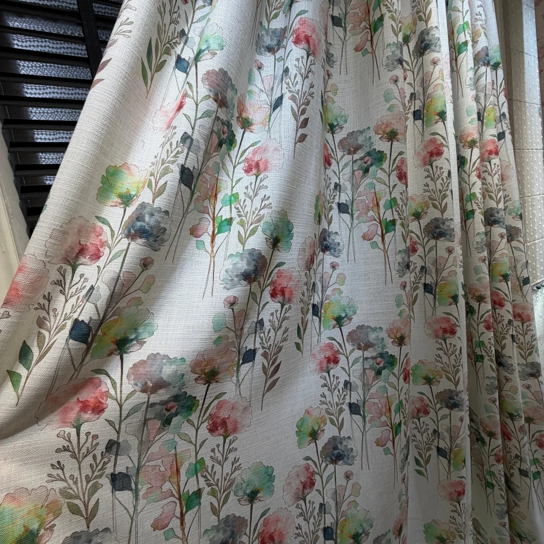 Watercolor Floral Curtains for LivingRoom,LinenTexture Vintage Wildflower Window Drapes,SoftPrinted FlowerCurtain for Bedroo