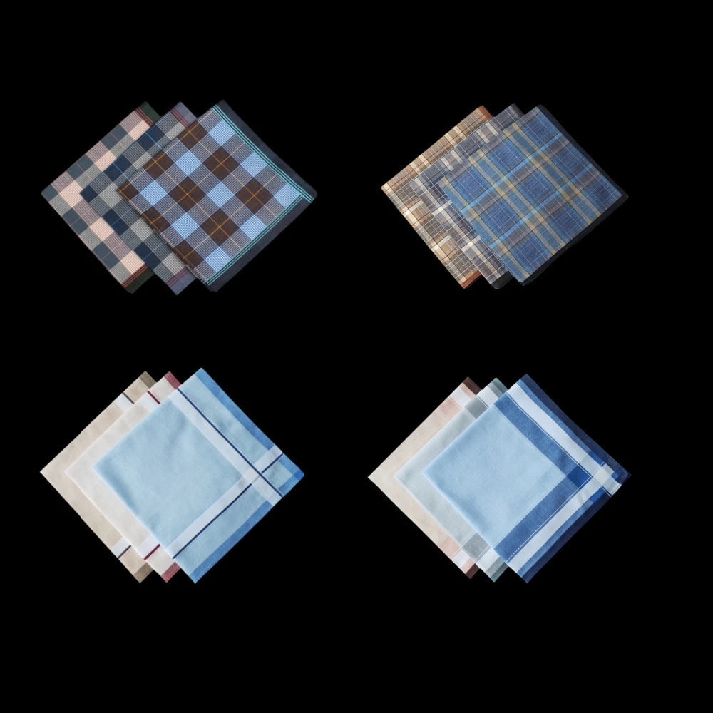 

15.7in Men's striped cloth handkerchief, suit small square grid cloth, home decoration, outdoor decoration, 6PCS, thin style