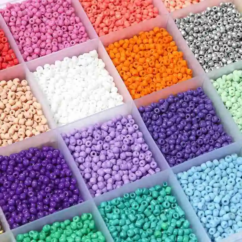 48Grid Glass Rice Beads Kits Colored Round Seed Bead and Alphabet Bead Jewelry Findings Making DIY Beaded Crafts Accessories Set