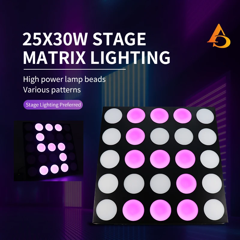 25x30W RGBW shutter matrix light DMX512 stage effect lighting suitable for DJ disco parties, dance floors, and Christmas decorat