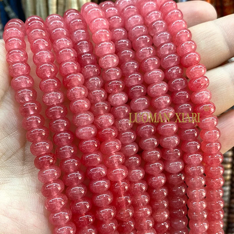 5x8MM Abacus Natural Chalcedony Aquamarine Tourmaline Ruby Quartz Stone Loose Spacer Bead for Jewelry Make Diy Bracelet Earrings