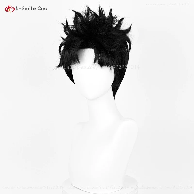 Anime Ken Takakura Cosplay 28 cm Korte Zwarte Pluizige Pruik Hittebestendige Synthetisch Haar Halloween Mannen Rollenspel Pruiken