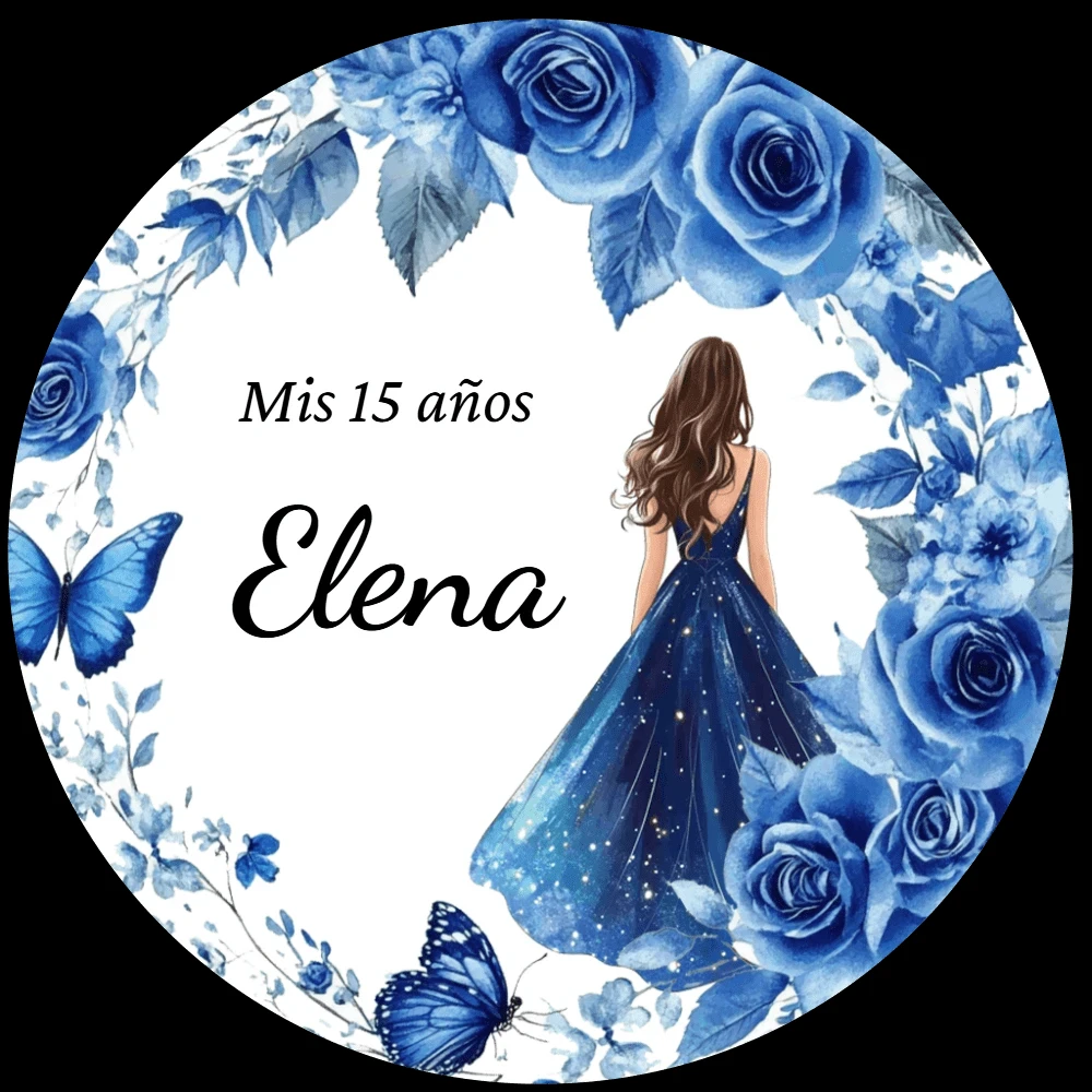 ملصقات تاج عيد الميلاد الخامس عشر المخصصة، طباعة جرافيك على شكل فراشة للديكور الشخصي