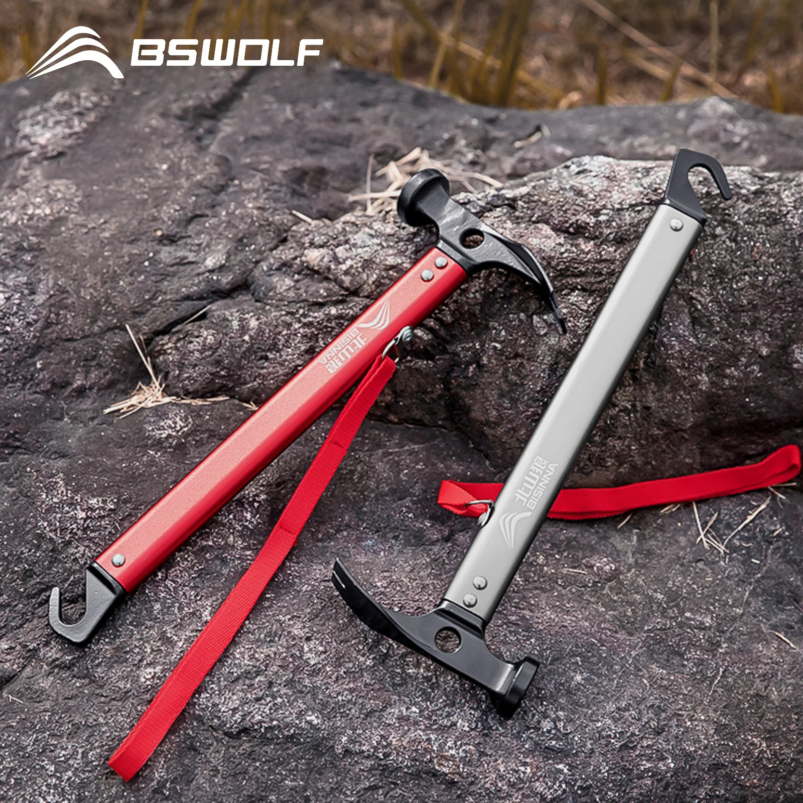 

BSWOLF Multi-functional Camping Hammer Outdoor Tent Stakes Multi-tool With Alumimum Alloy Handle Ultralight Camping Supplies