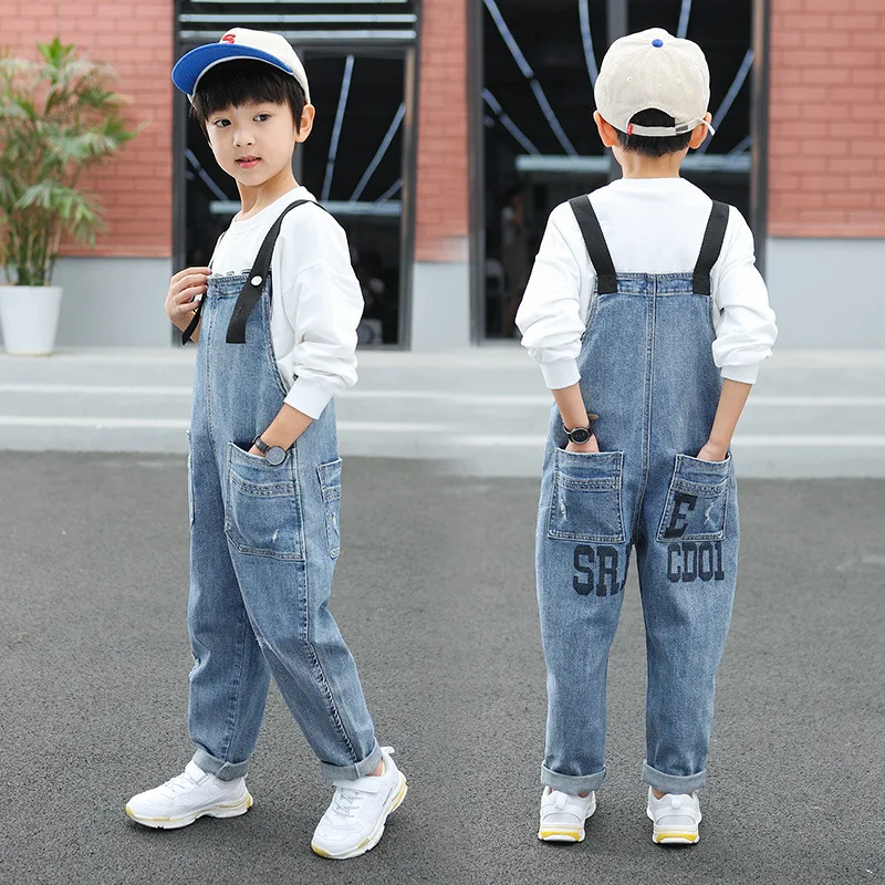 New Boys Denim Overalls Spring Summer Children Clothing Casual Kids Suspender Trousers Boys Solid Kids Jumpsuit Teenage Jeans