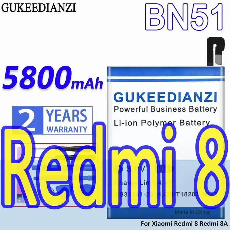

Долговечный аккумулятор мобильного телефона емкостью 5800 мАч для Xiaomi Redmi 8 8A Redmi8 Redmi8a BN51