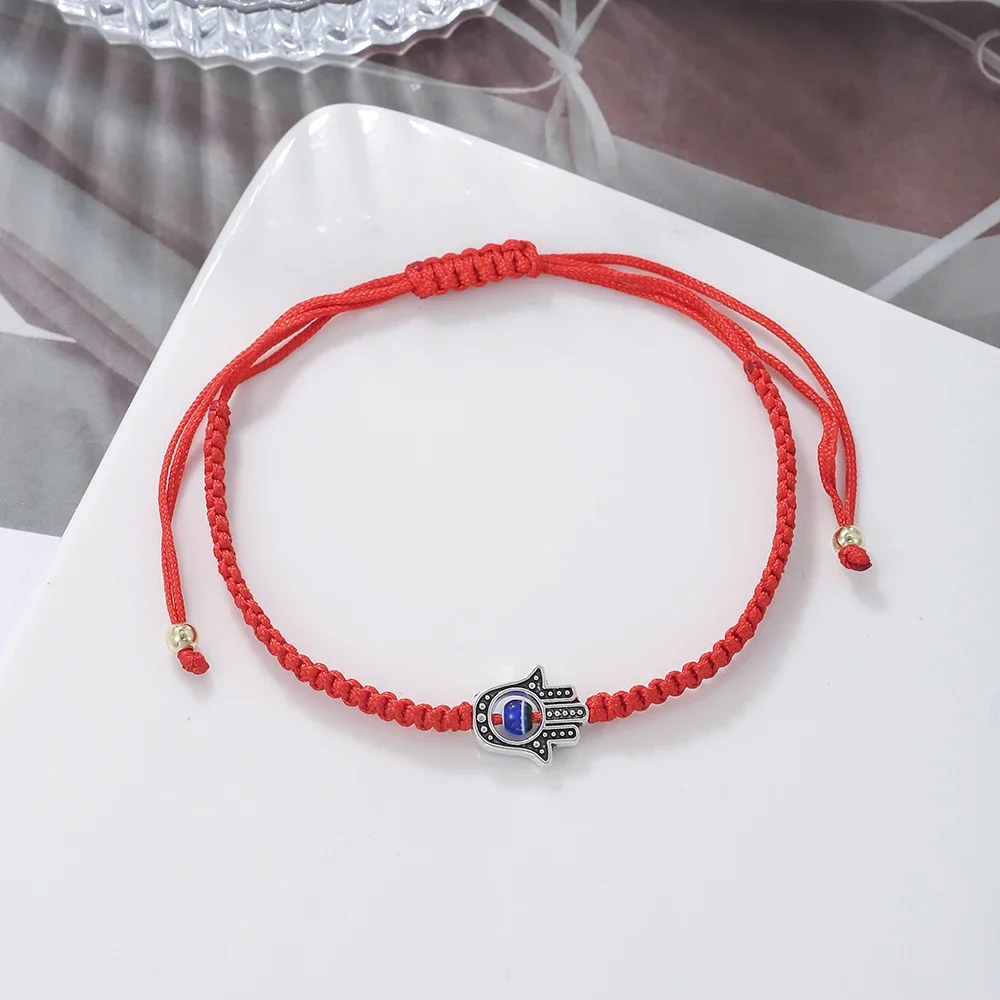 New Prayer Hand of Fatima Evil Eye Braiding Bracelet Red Black Blue Color Nylon Thread Lucky Couple Bracelet Jewelry Men Women