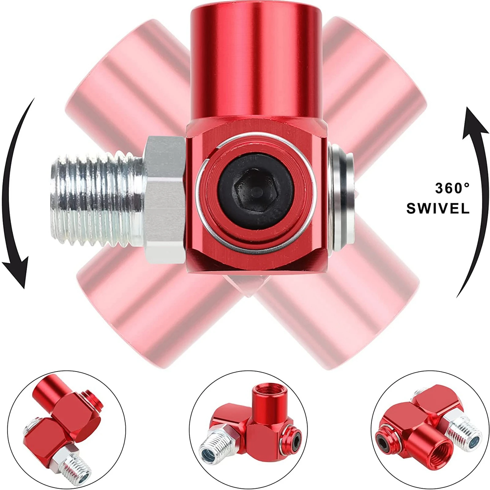 Conector de mangueira de ar de 360 graus, 4 unidades, rosca npt de 1/4 polegadas, acessórios de ar industriais, adaptador de ferramenta pneumática