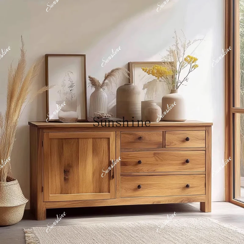 Wabi Sabi Wind Edge Old Wood Display Cabinet Zen Living Room Storage Cabinet FT
