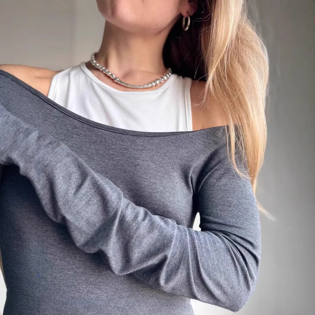 Odzież damska Sukienka damska 2026 Sukienka T-shirtowa dla kobiet Letnia sukienka z modalu Imitacja dwuczęściowej sukienki z wysokim stanem w kształcie litery A Długie sukienki