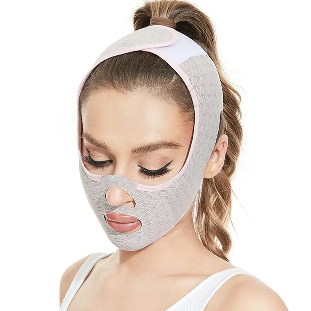 Masque facial anti-déformable à double ruisseau, ligne en V, spoage du visage, bandage amincissant facial, sangle de levage des joues, bande lifting