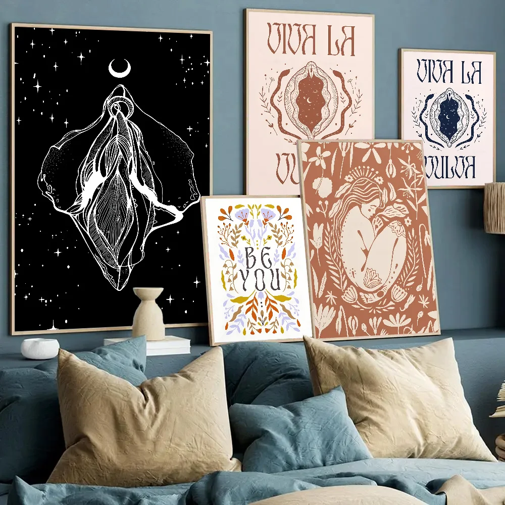 1pc Boho Feminist Art Reproductive Body Uterus Poster Stickers Art Wall Murals Decor Game