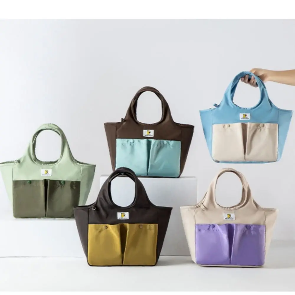 Waterproof Insulated Lunch Bag Multi Pockets Portable Handbag Storage Bag Large Capacity Durable Zipper Lunch Box Carrier