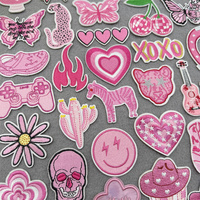 Cartoon Butterfly Cherry Embroidered Patches For Clothing Iron On Patches On Clothes DIY Love Heart Patch For Clothes Sticker