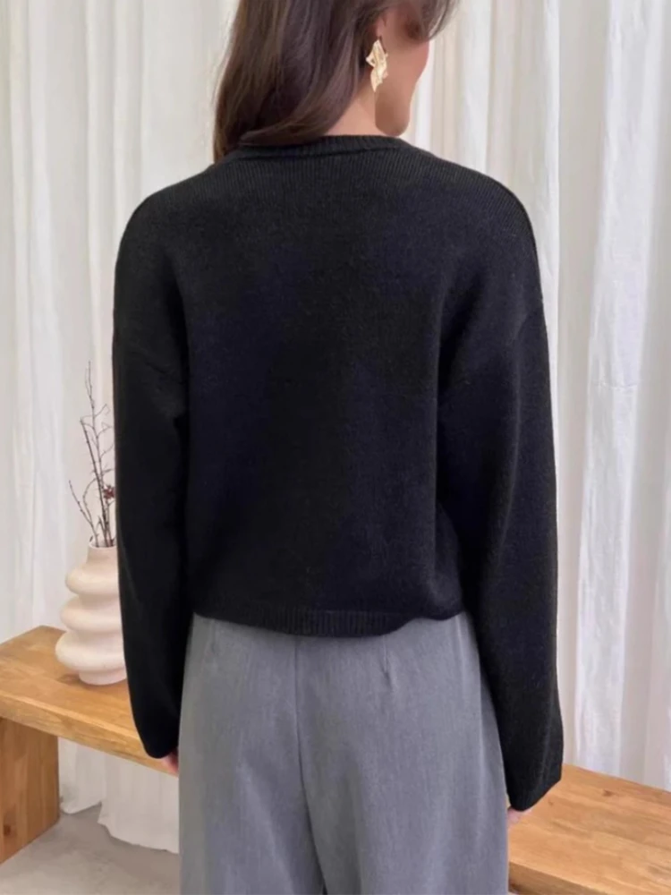 トッシーニットレースアップソリッドカーディガンコート女性通勤ラウンドネックルーズ長袖カジュアルセーター女性ニットウェアカーディガンコート