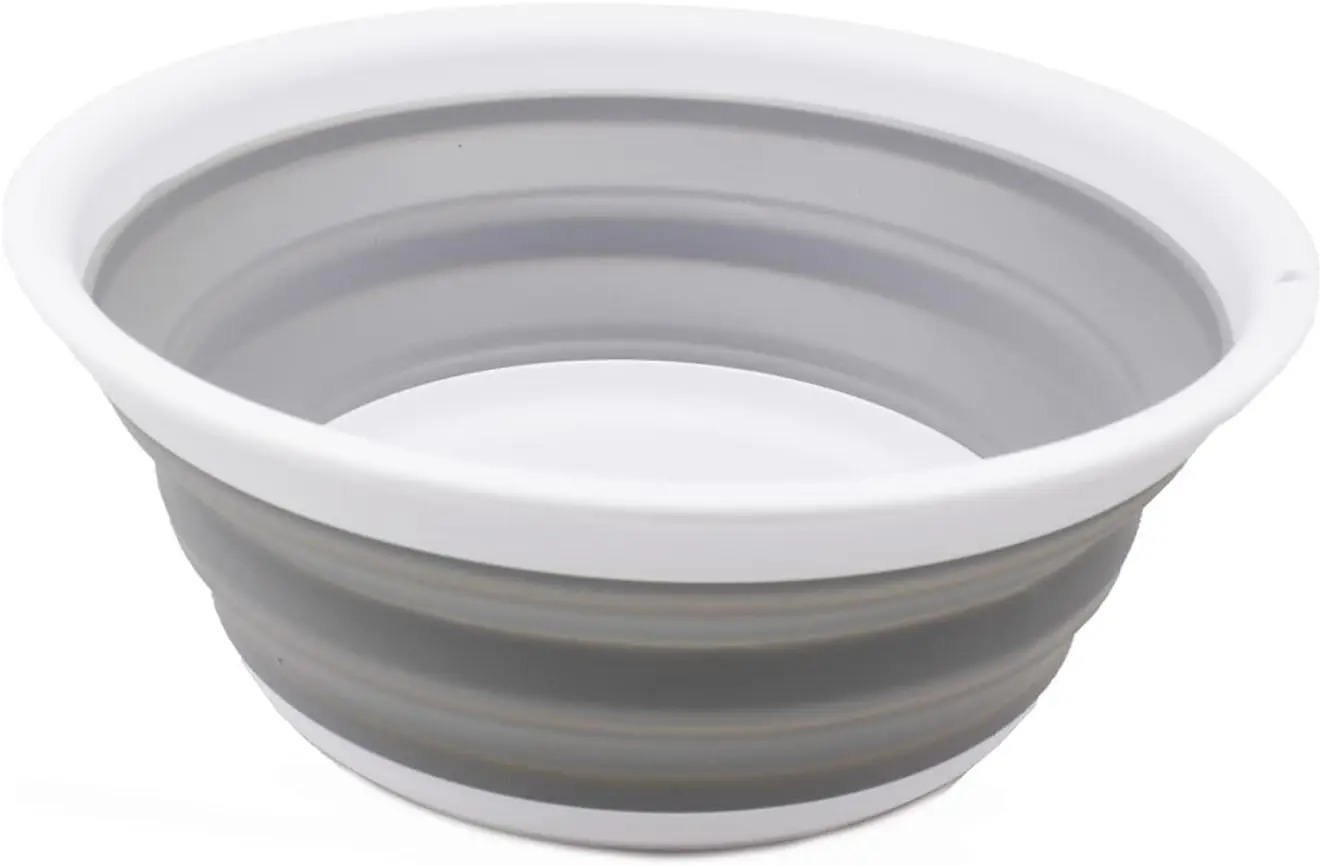 

Складной контейнер для посуды 5,5 л, портативная ванна для мытья, экономия места, белый/серый