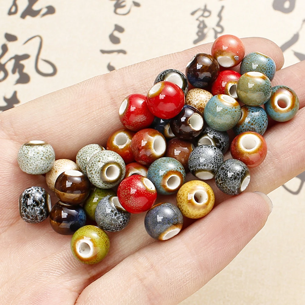 50/100Pcs 8mm Colorful Round Ceramic Beads Loose Spacer Ceramic Beads For DIY Necklace Bracelet Earrings Pendant Jewelry Making