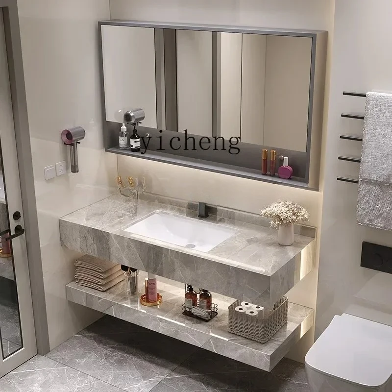 YS-1 Bathroom Cabinet Combination Hyundai Stone Plate Ceramic Basin Bathroom Table Sink