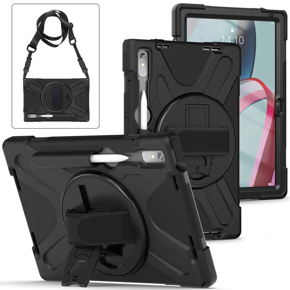 Shockproof Kid Safe PC + Silicon Stand Shoulder Strap Cover For Lenovo Tab P11 Pro Gen 2 11.2 P11 Pro 11.5 Plus M7 M10 Plus Case