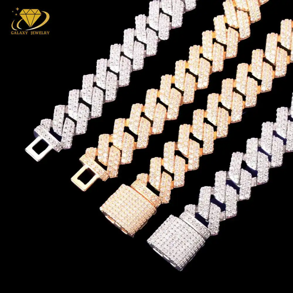 Sale Pass Diamond Tester 2rows Prong Cuban Choker Vvs Moissanite Diamond Miami Cuban Necklace Link Chain Hip Hop Jewelry