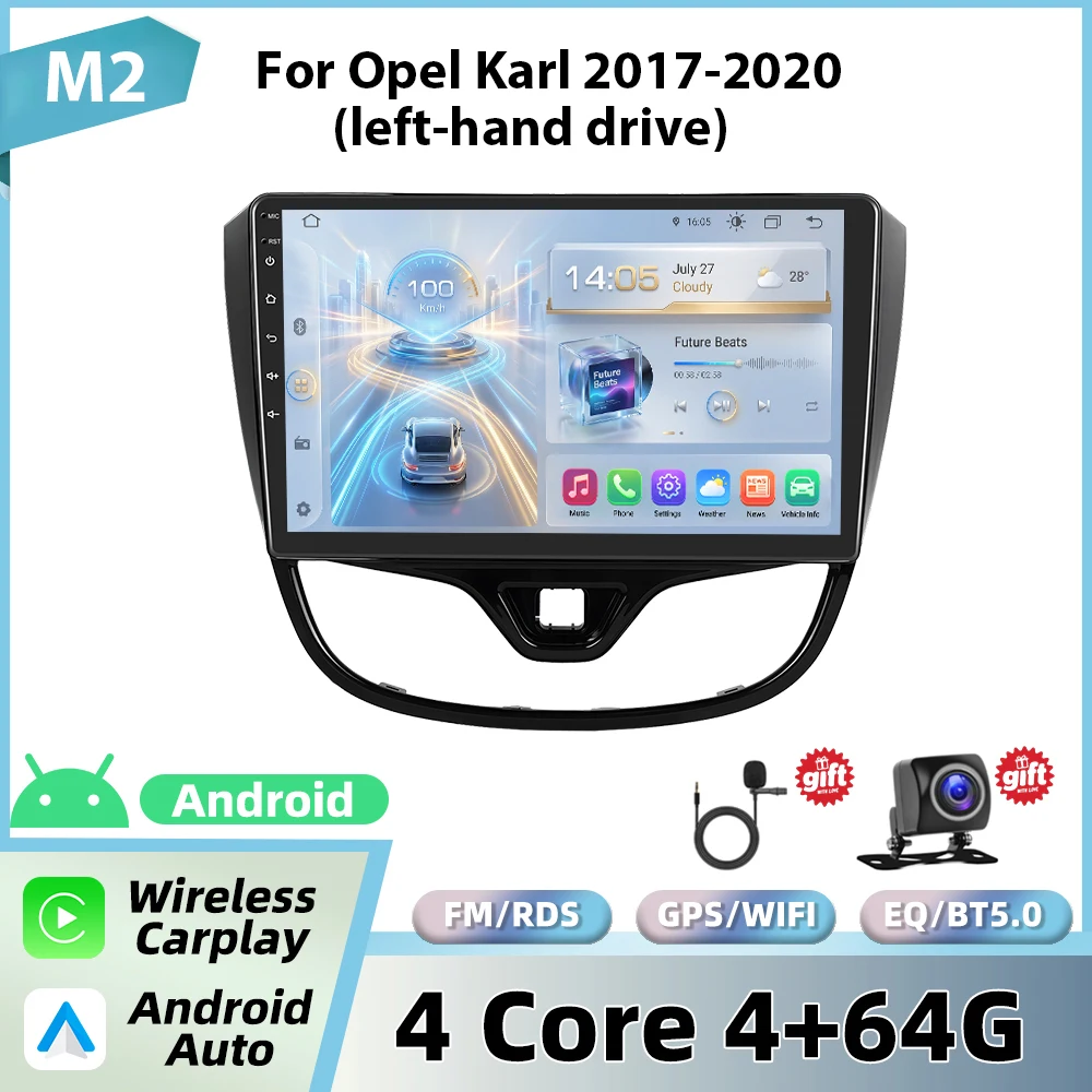 Podofo Draadloze Carplay Android Auto Radio Voor Opel Karl 2017-2020 (links) Auto Intelligente Systemen GPS BT FM/RDS 2din Autoradio