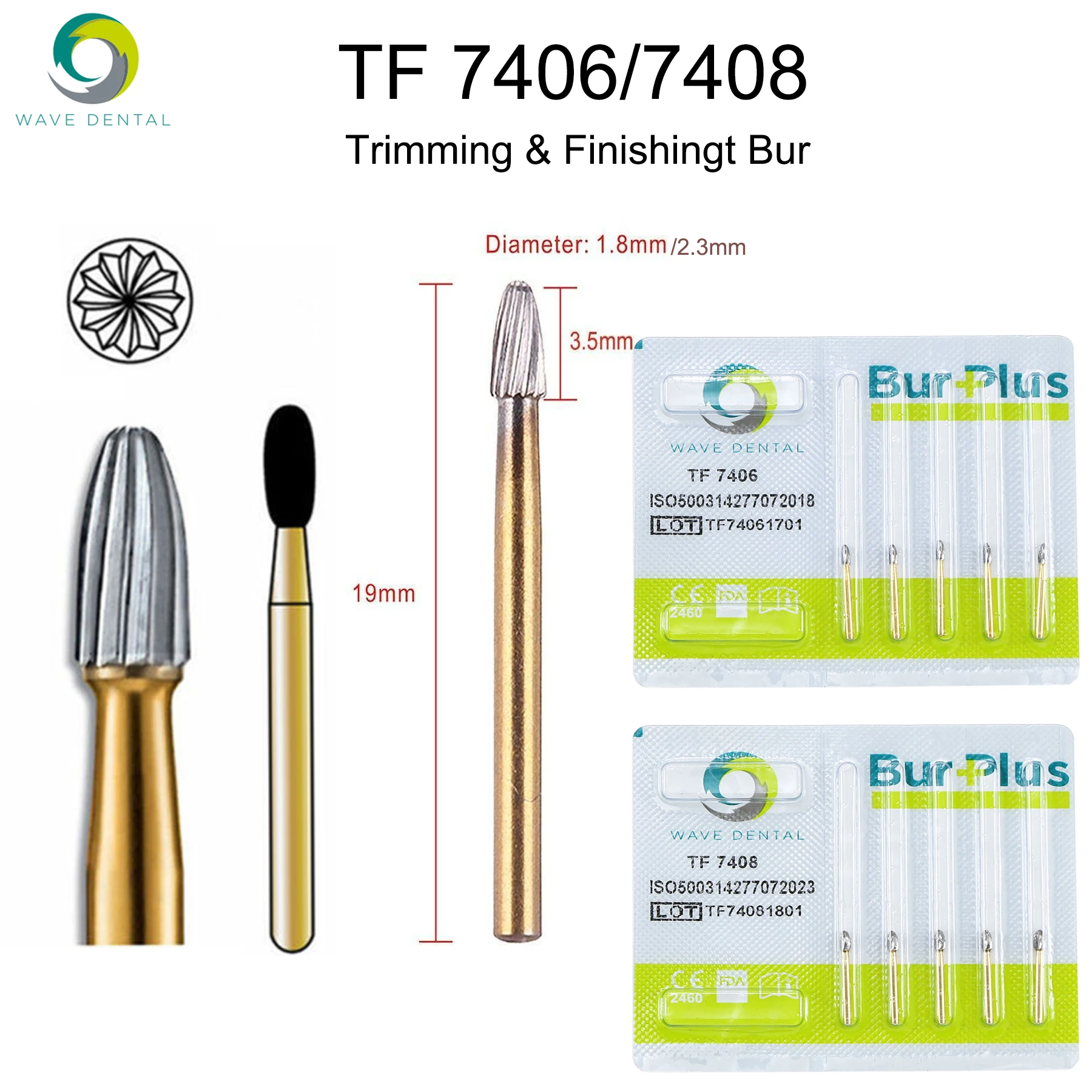 Dental Carbide Burs TF Dental Tungsten Bur Surgical Trimming Finishing Cutters Drill Bit for Dentistry High Speed Handpiece