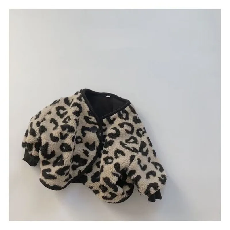 

Children's Clothing for Boys and Girls in Autumn and Winter Children's Leopard Print Lamb Plush Thick Coat Kids Clothing
