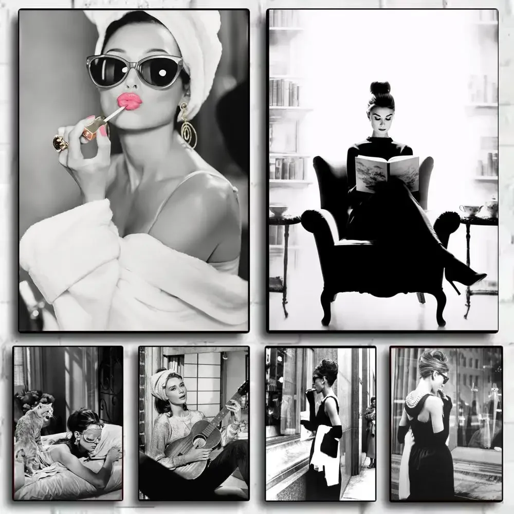 A-Audrey Hepburn Poster Stickers HD Waterproof Painting Wall Art For Bedroom Living Room Home Decor Decoration Gift