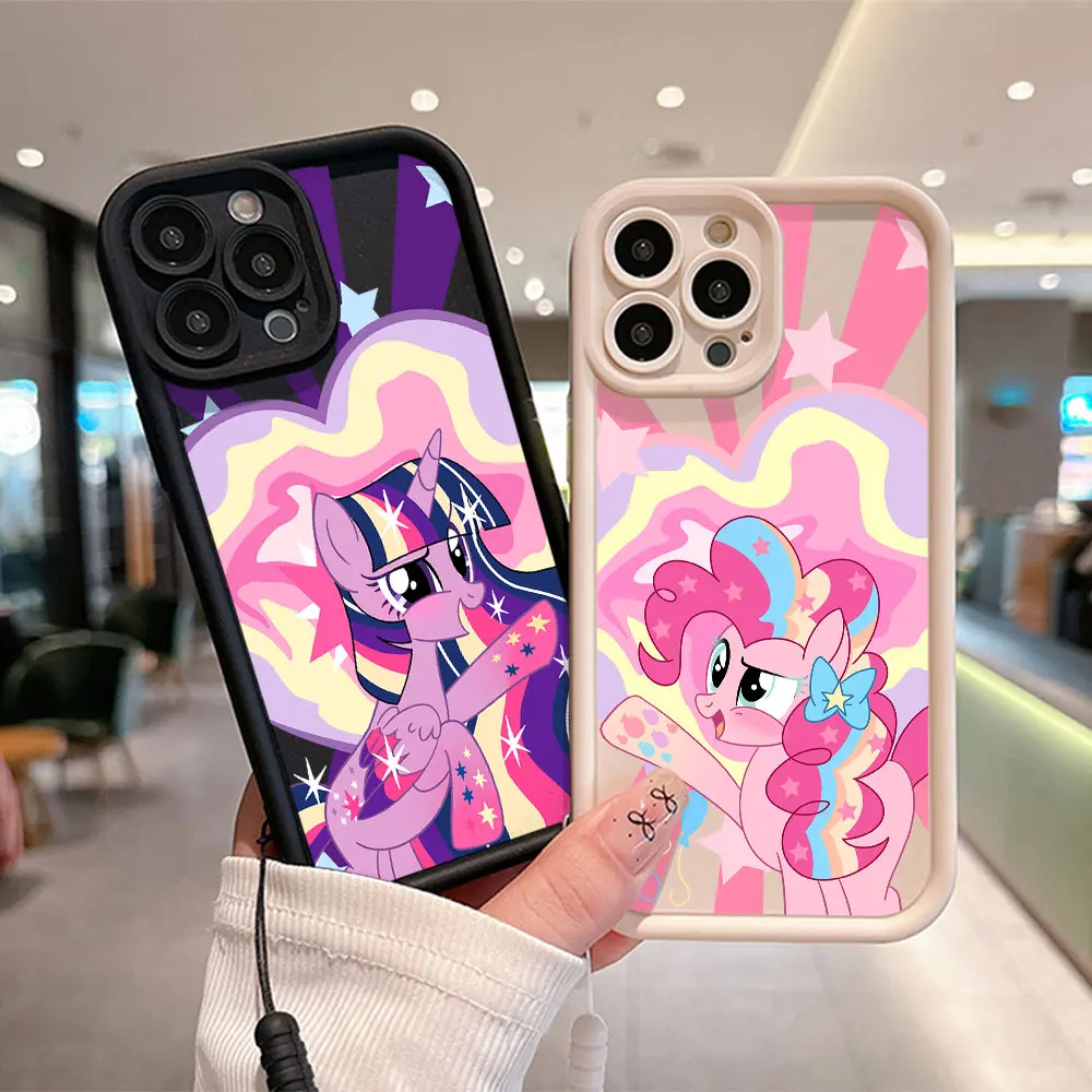 Cartoon Little Unicorns Cute Pony Phone Case for IPhone 15 14 13 12 11 Pro Max XR XS 8 Plus Soft TPU Back Cover With Hand Strap